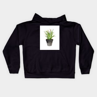 Plant pot succulent cacti watercolor Kids Hoodie